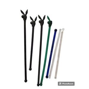 VTG Swizzle Sticks 4 Playboy Club 3 Glass 1940 NY Worlds Fair MCM Cocktail